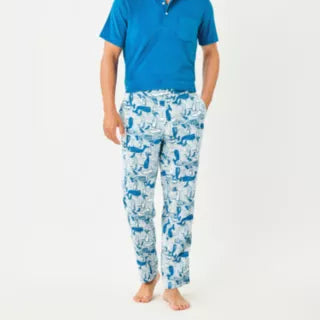 Blue Whale Print Casual Cropped Trousers