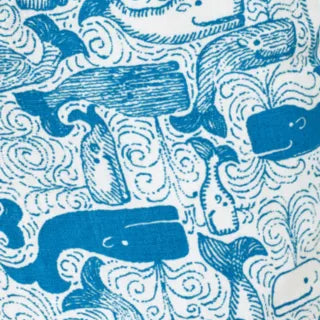 Blue Whale Print Casual Cropped Trousers