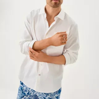 Men's Solid Color Basic Long Sleeve White Shirt