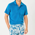 Men's Solid Color Terry Cloth Short Sleeve Polo Shirt