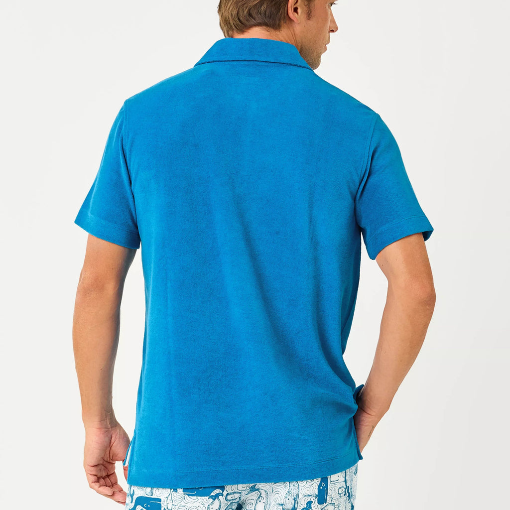 Men's Solid Color Terry Cloth Short Sleeve Polo Shirt