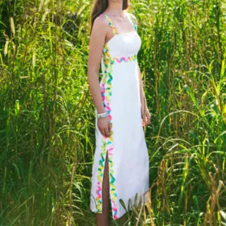 Midi Camisole Dress With Colorful Wavy Trim