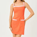Orange Camisole Mini Dress With White Lace Trim