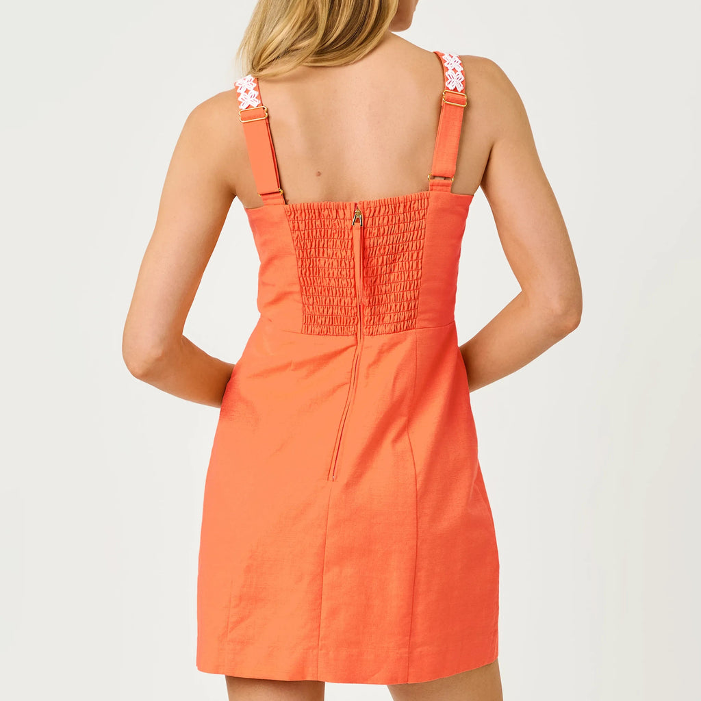 Orange Camisole Mini Dress With White Lace Trim