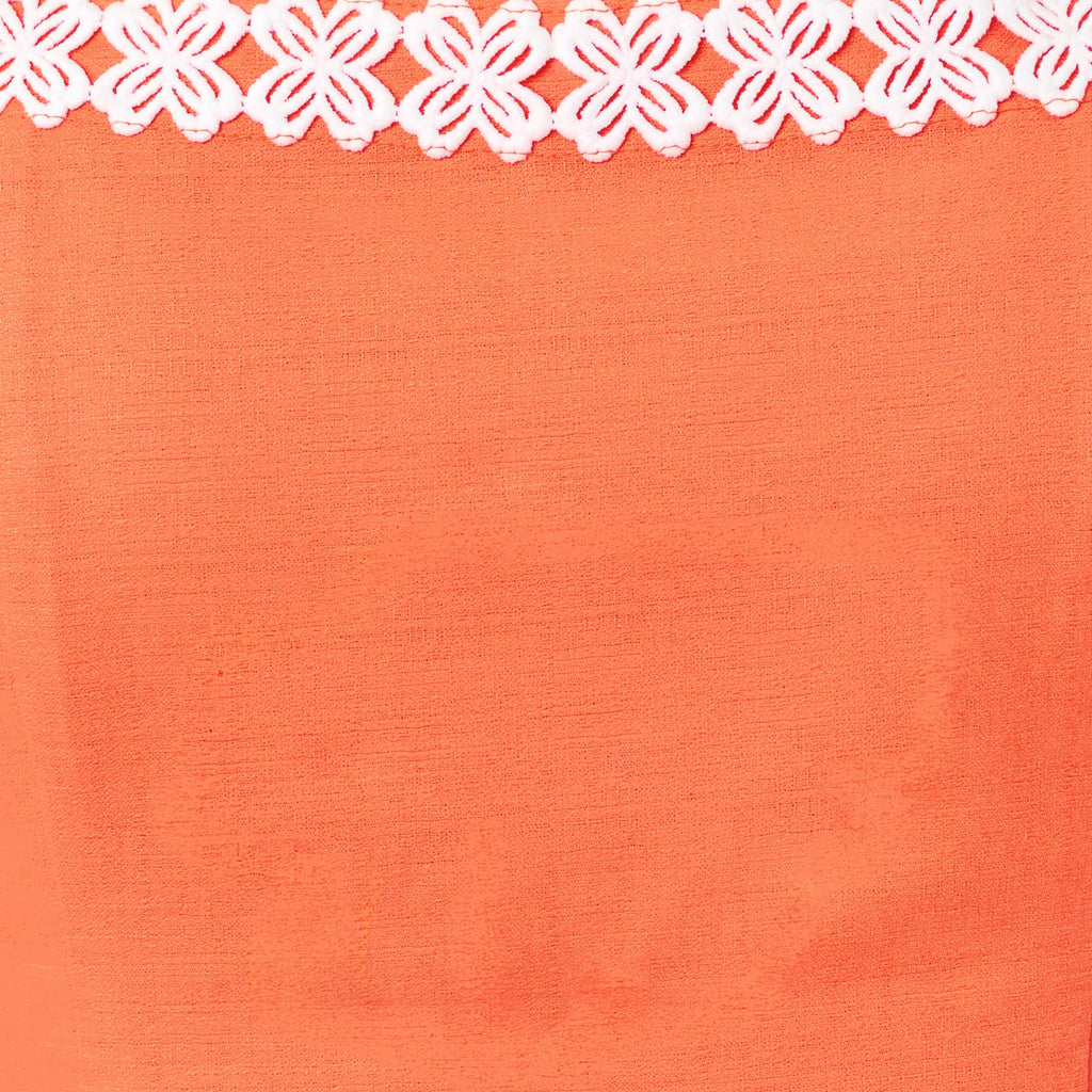 Orange Camisole Mini Dress With White Lace Trim
