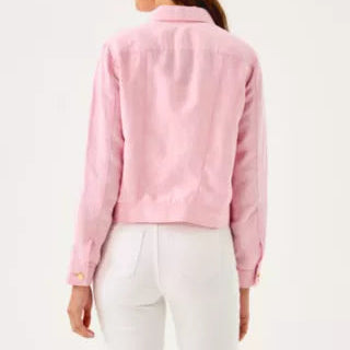 Pink Cropped Denim Jacket
