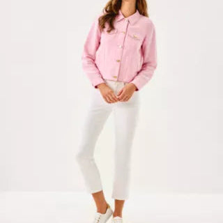 Pink Cropped Denim Jacket