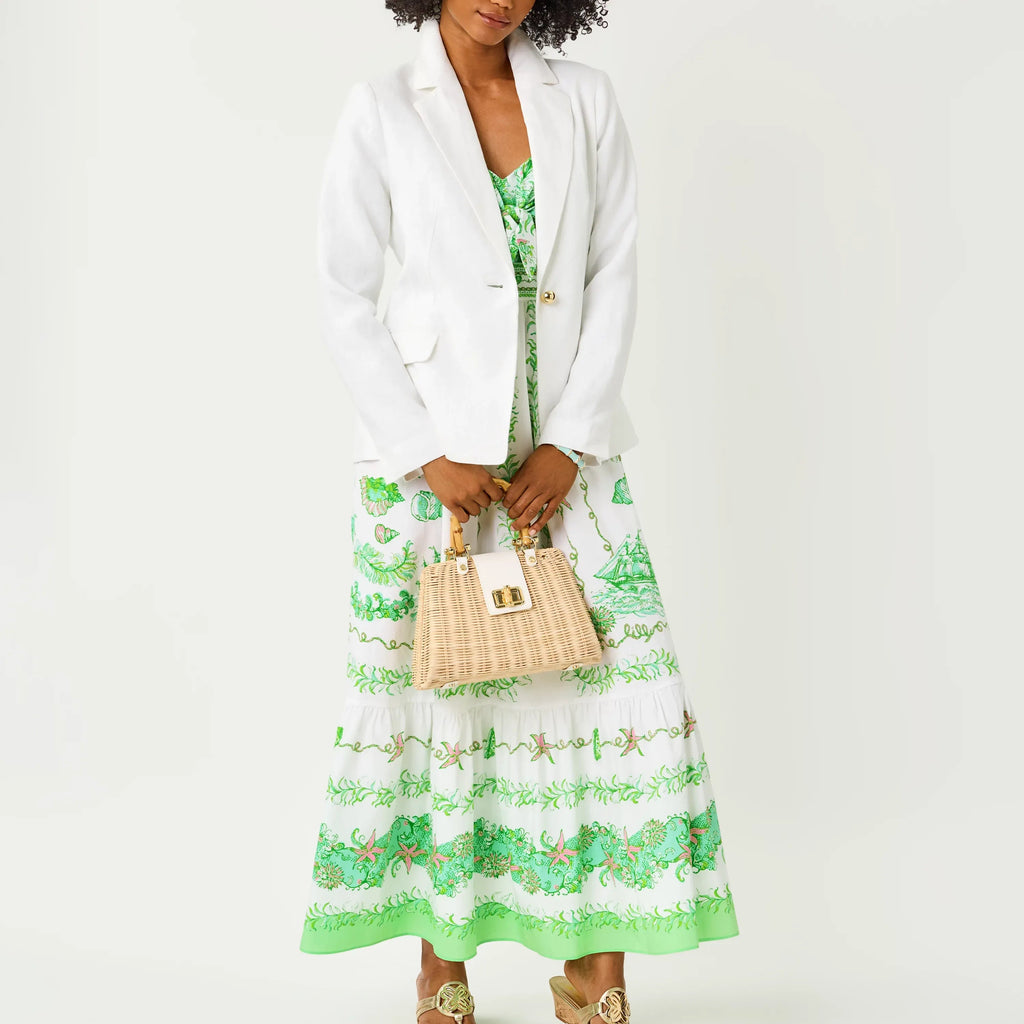 White Linen Single Button Casual Blazer
