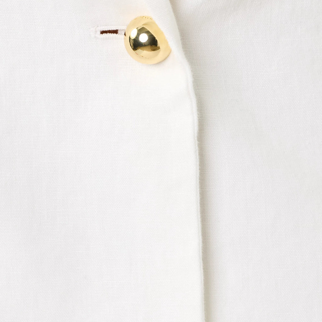 White Linen Single Button Casual Blazer