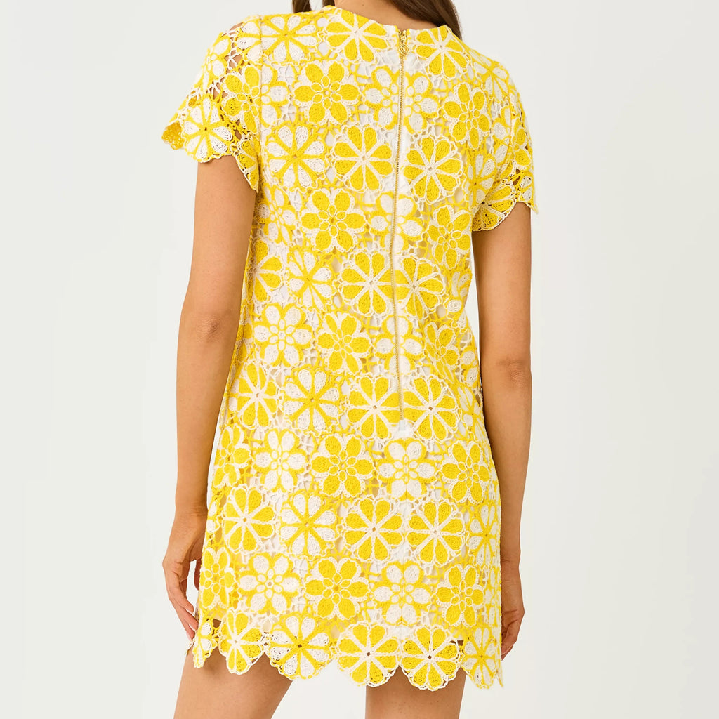 Yellow Openwork Lace Mini Skirt