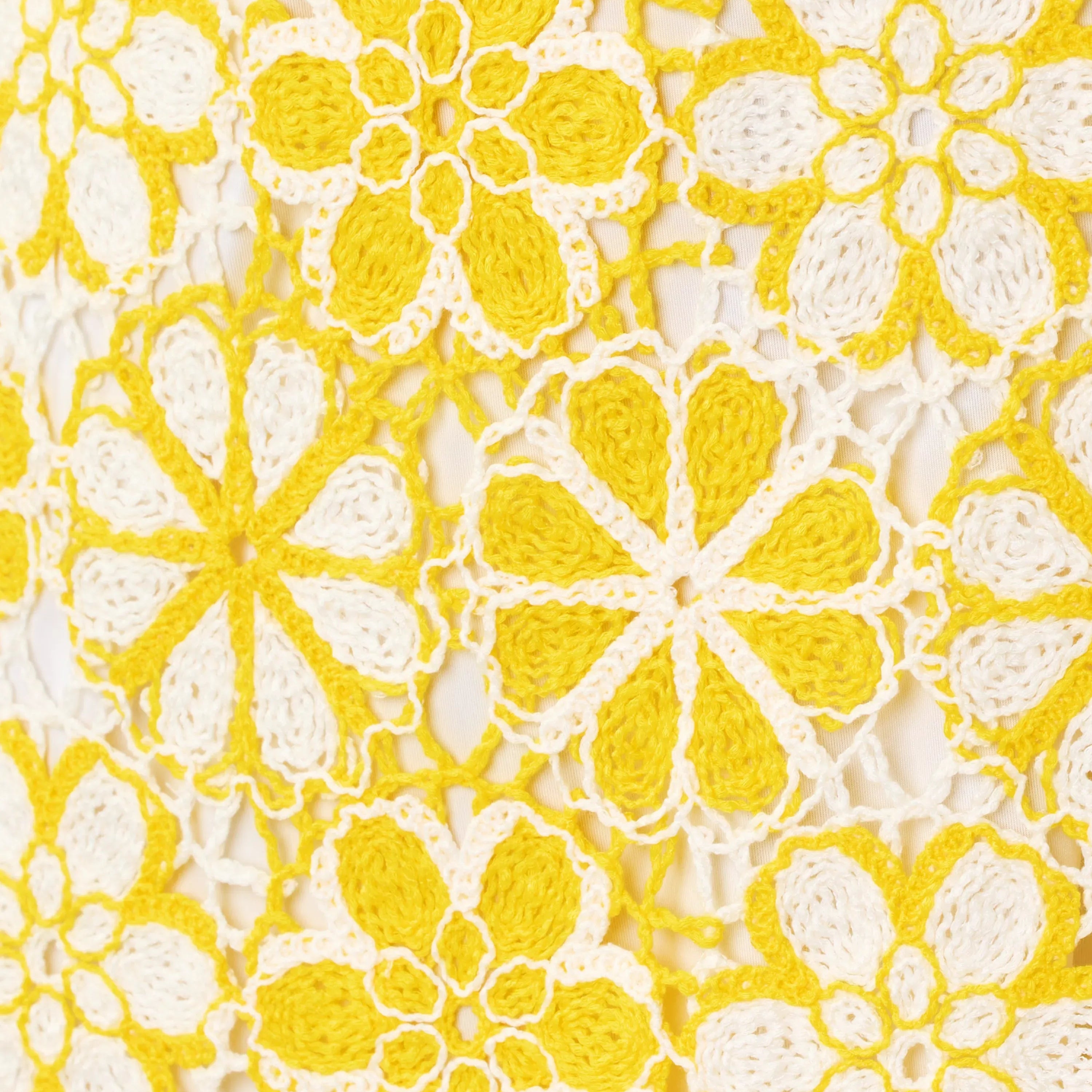 Yellow Openwork Lace Mini Skirt